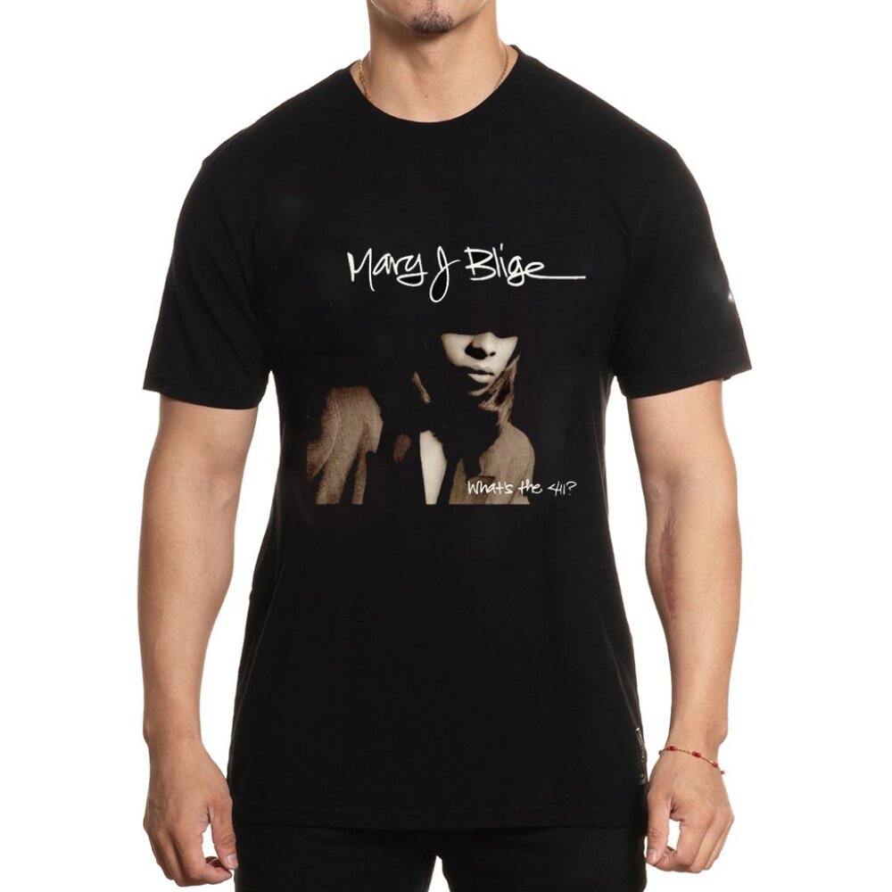 VTG Mary J Blige Singer Men T-shirt Black